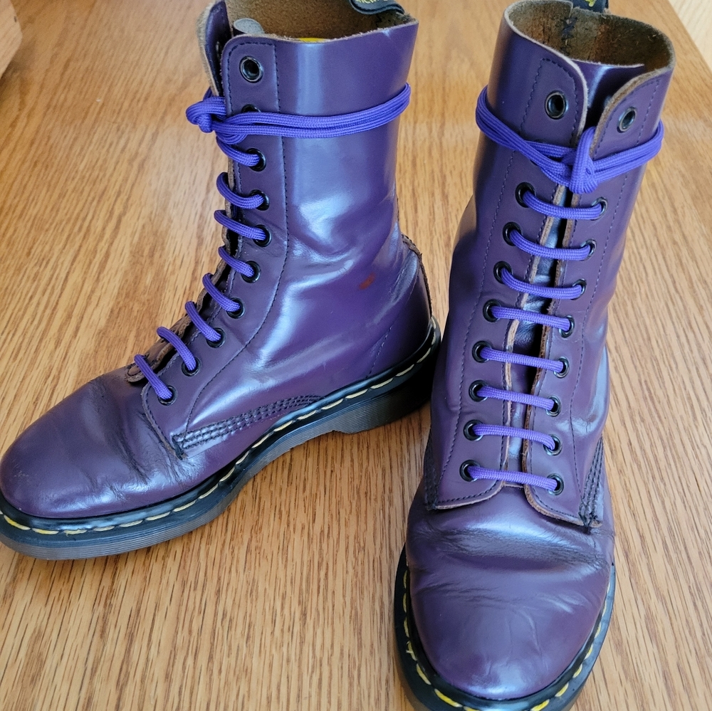 Purple Lace-Up Boots